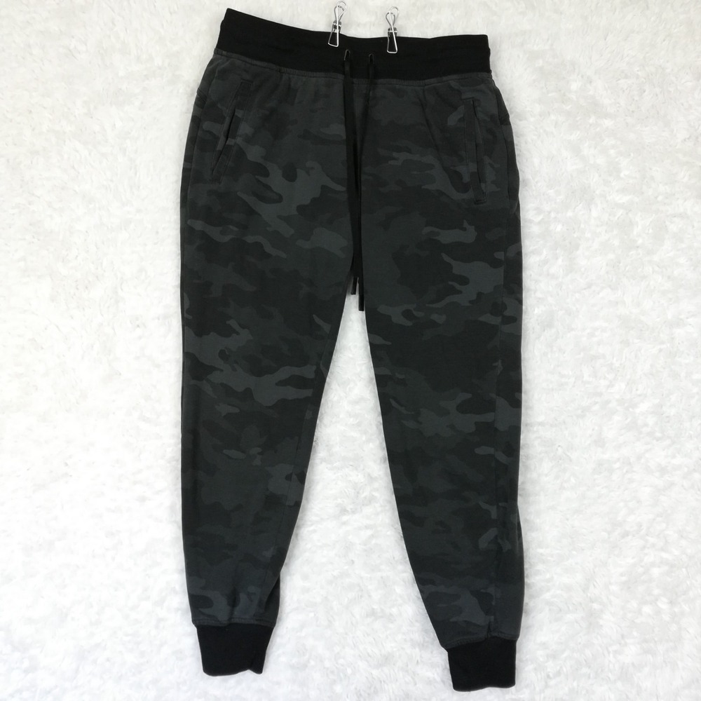 Athletic Works Womens Pants Jogger Black Gray Camouflage Cuffed Ankle M